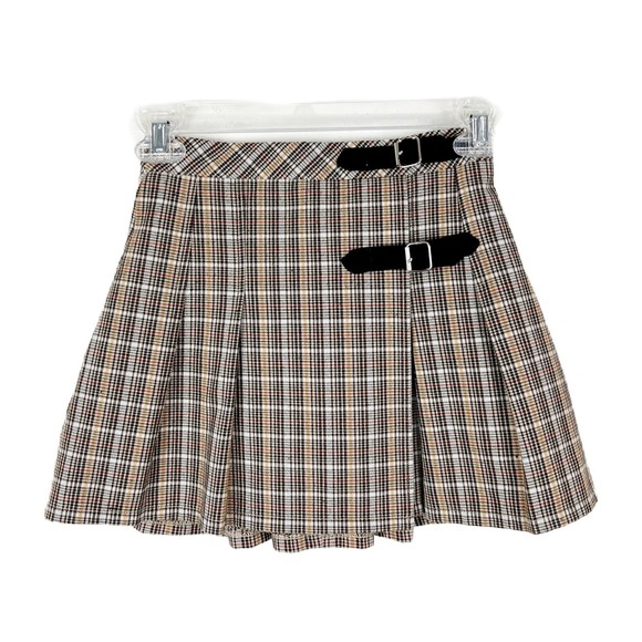 Katie J NYC Skirt Youth Medium Brown Plaid School Girl Pleated Mini A-Line Kids - Picture 1 of 12